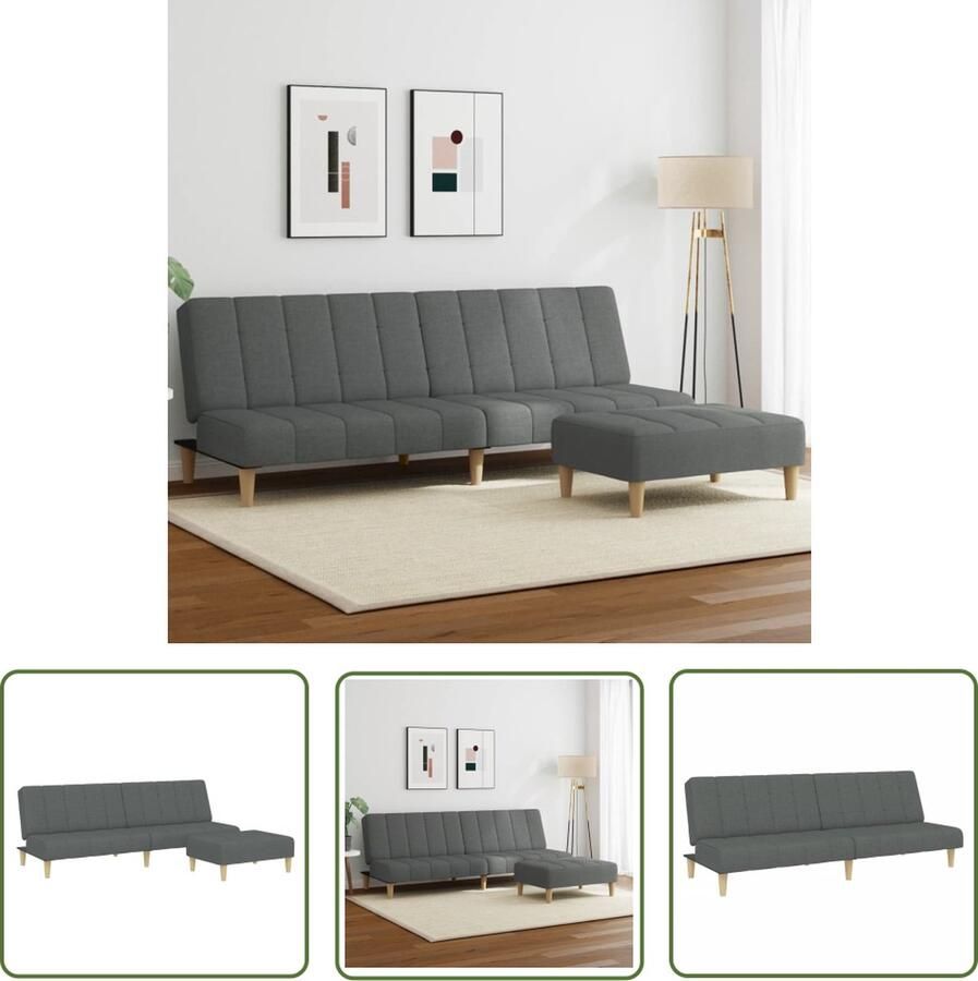 The Living Store Slaapbank met voetenbank donkergrijs 200 x 84.5 x 69 cm 2-in-1 multifunctioneel comfortabel Slaapbank Sofa Bed Tweepersoonsbed Lounge Bank Multifunctionele Bank