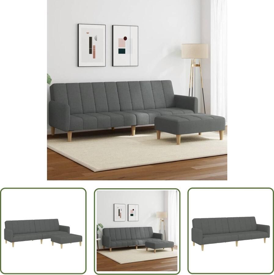 The Living Store Slaapbank met voetenbank 220 x 100 x 52 cm donkergrijs 2-in-1 functie Slaapbank Sofa Bed Tweepersoonsbed Lounge Meubilair Woonkamermeubel