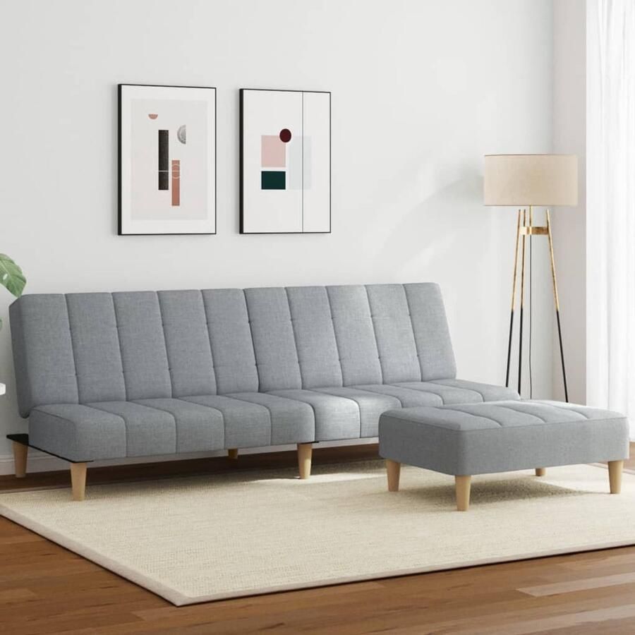 The Living Store Slaapbank met Voetenbank Lichtgrijs 200 x 84.5 x 69 cm 2-in-1 functie Slaapbank Sofa Bed Tweepersoonsbed Lounge Meubels Living Room Furniture