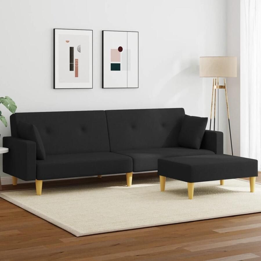 The Living Store Bedbank Slaapbank Zwart 220 x 84.5 x 69 cm Verstelbare Rugleuning Slaapbank Sofa Bed Zitzitting Lounge Meubels Eetkamerstoel