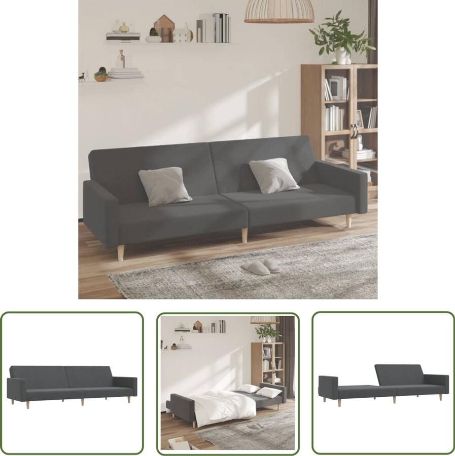 VidaXL Slaapbank 2-zits stof lichtgrijs Slaapbank Sofa Bed Tweezitter Grijs Stoffen Bank