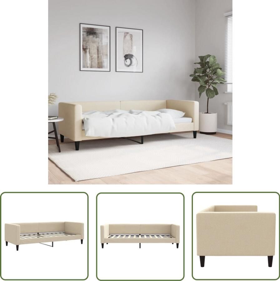 The Living Store Slaapbank 80x200 cm stof crèmekleurig Slaapbank Sofa Bed Tweepersoons Sofa Bed Multifunctioneel Meubilair Creme Kleurtje