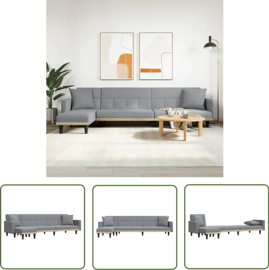 The Living Store L-vormige slaapbank lichtgrijs 275 x 140 x 70 cm multifunctioneel duurzaam materiaal stabiel frame Slaapbank Sofa Bed L-vormig Banksysteem Meubel Grijs Meubilair - Foto 2