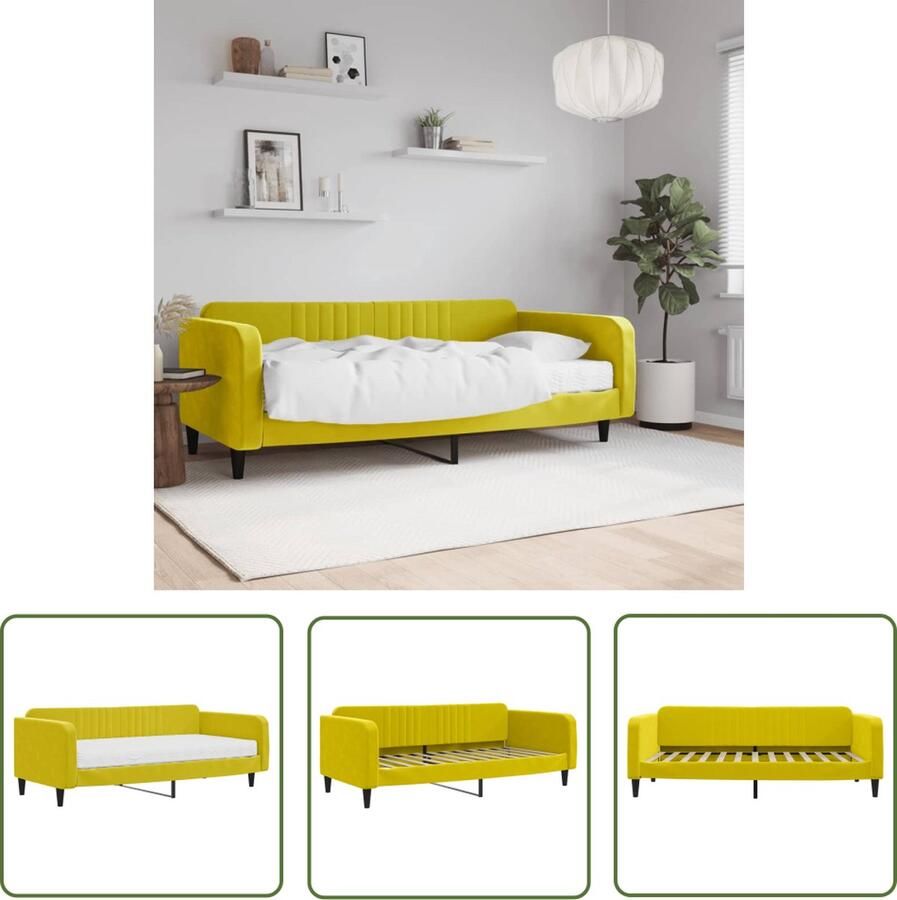 The Living Store Slaapbank Geel 223 x 110 x 75 cm Veelzijdig en Comfortabel Slaapbank Sofa Bed Tweepersoonsbed Fluweelsofa Gele Meubels