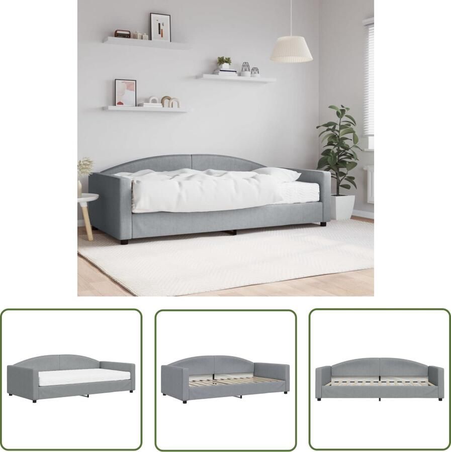 The Living Store Slaapbank met matras 100x200 cm stof lichtgrijs Slaapbank Sofa Bed Tweepersoons Bed Lounge Meubilair Grijs Meubilair