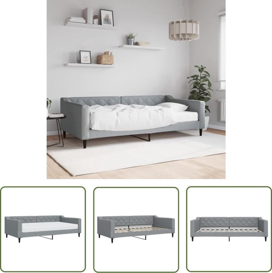 The Living Store Slaapbank Modern 2-in-1 223 x 110 x 67 cm Lichtgrijs 100% polyester Schuimmatras Houten frame Slaapbank Sofa Bed Tweepersoonsbed Compact Bed Moderne Meubels