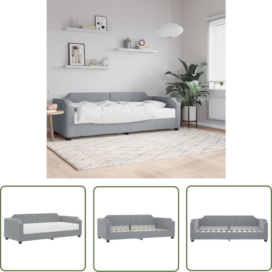 The Living Store Slaapbank Lichtgrijs 223 x 90 x 66.5 cm Comfortabel schuimmatras Slaapbank Sofa Bed Tweepersoons Bed Comfortabel Bed Stoffen Bed