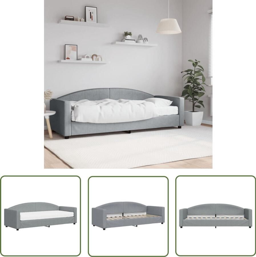 The Living Store Slaapbank met matras 80x200 cm stof lichtgrijs Slaapbank Sofa Bed Tweepersoonsbed Lounge Bank Meubels