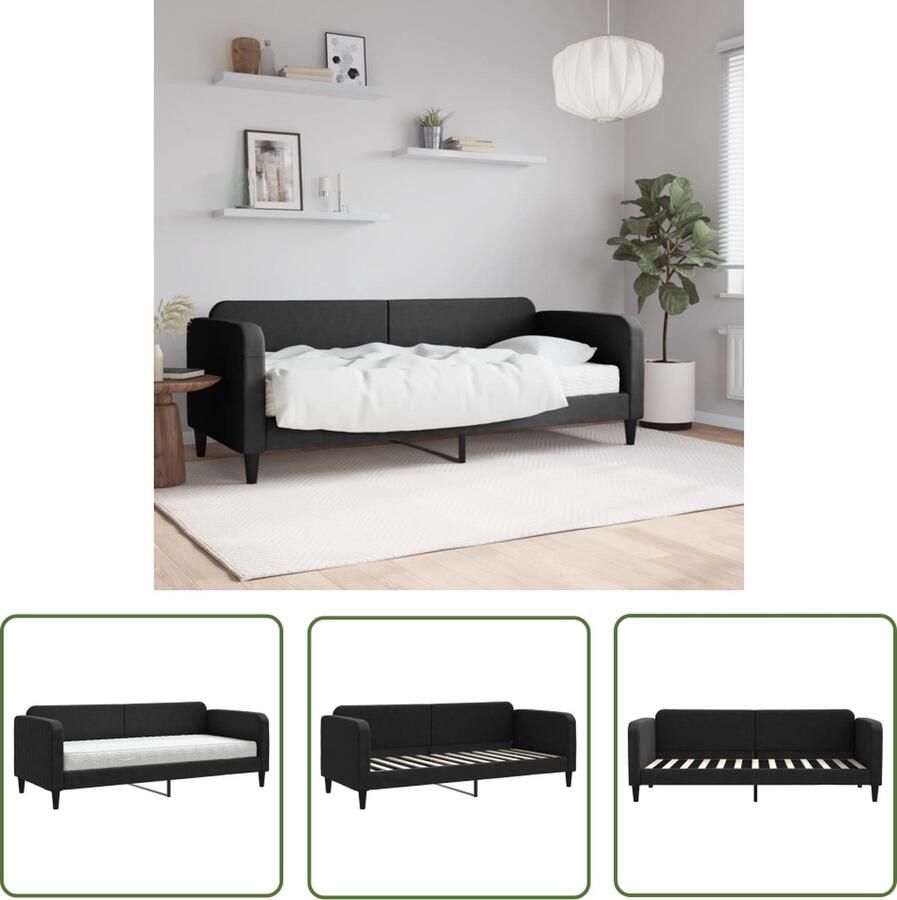 The Living Store Slaapbank 2-in-1 Zwart 223 x 90 x 75 cm Incl Schuimmatras Slaapbank Sofa Bed Tweepersoonsbed 2 Persoons Bed Zwart Meubilair