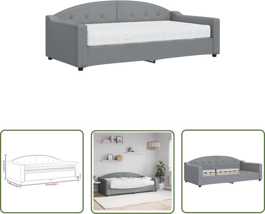 The Living Store Slaapbank Praktische en Opvallende 2-in-1 Lichtgrijs 212x100x75 cm Slaapbank Sofa Bed Tweepersoons Bed Compact Bed Multifunctioneel Meubilair - Foto 2
