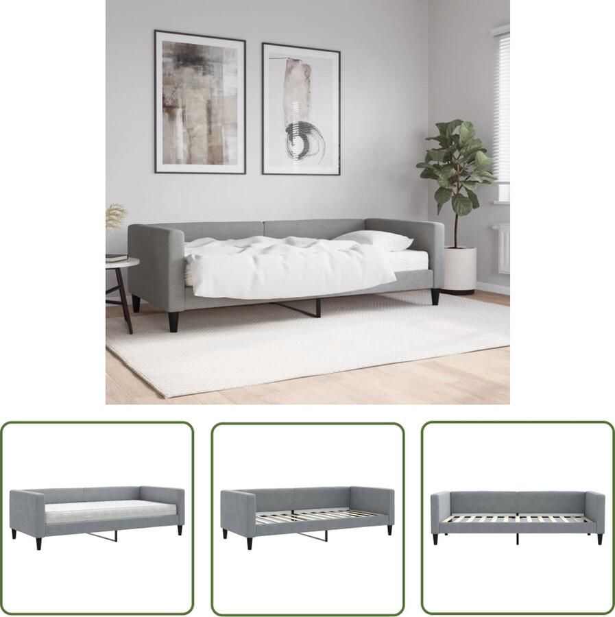 The Living Store Slaapbank Lichtgrijs 223 x 100 x 68 (L x B x H) Comfortabel schuimmatras Duurzame stof Solide constructie Slaapbank Sofa Bed Tweepersoonsbed Comfortabel Matras Grijs Meubilair