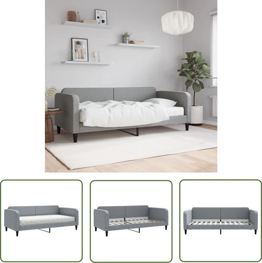The Living Store Slaapbank 2-in-1 Lichtgrijs 223x100x75cm Schuimmatras Slaapbank Sofa Bed Tweepersoonsbed Grijs Meubilair Lounge Furniture