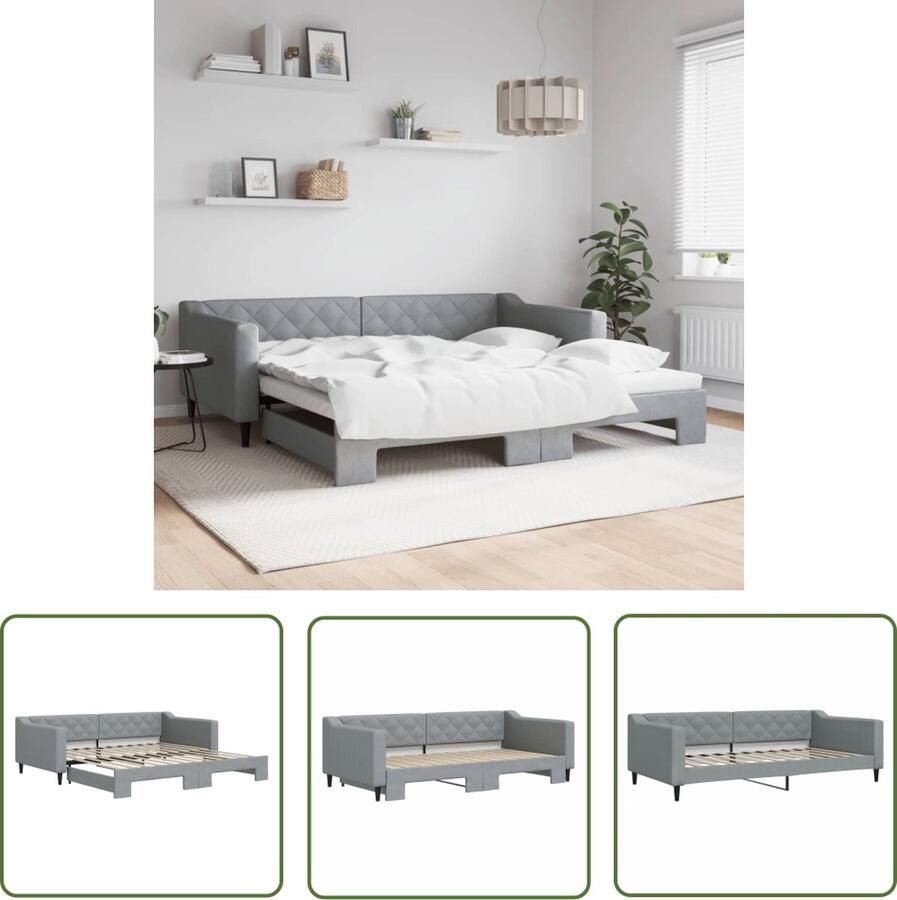 The Living Store Slaapbank 2-in-1 Lichtgrijs 223 x 110 x 67cm Modern design Slaapbank Sofa Bed Tweepersoonsbed Modern Design Grijs Meubilair