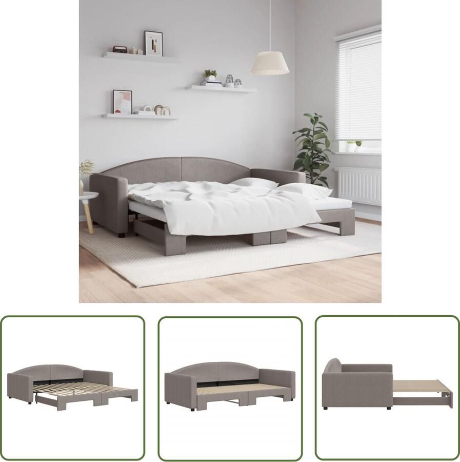 The Living Store Slaapbank 2-in-1 slaapbank Taupe 223 x 110 x 75 cm modern ontwerp Slaapbank Sofa Bed Tweepersoonsbed Modern Meubilair Taupestof