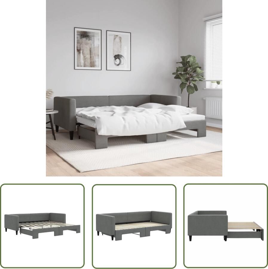 The Living Store Slaapbank 2-in-1 Donkergrijs 213 x 100 x 68 cm Duurzame stof Slaapbank Sofa Bed Tweepersoonsbed Donkere Meubels Grijs Meubilair