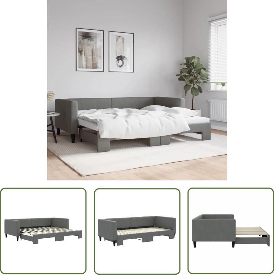 The Living Store Slaapbank Donkergrijs 2-in-1 223 x 192.5 cm Duurzame Stof Slaapbank Sofa Bed Tweepersoons Bed Donkere Meubels Stoffen Bank