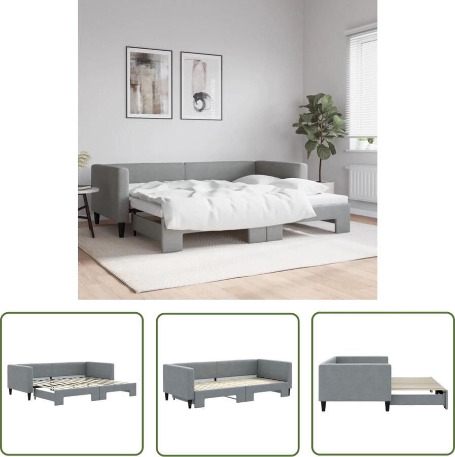 The Living Store Slaapbank 2-in-1 Lichtgrijs 223 x 192.5 cm Duurzame stof Solide constructie Slaapbank Sofa Bed Zweefdeur Boxspring Lounge Meubels