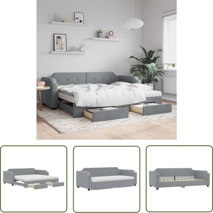 The Living Store Slaapbank 2-in-1 Lichtgrijs 223x172.5x66.5cm Schuimmatras Opbergruimte Slaapbank Sofa Bed 2 Persoons Bed Boxspring Lounge Meubilair