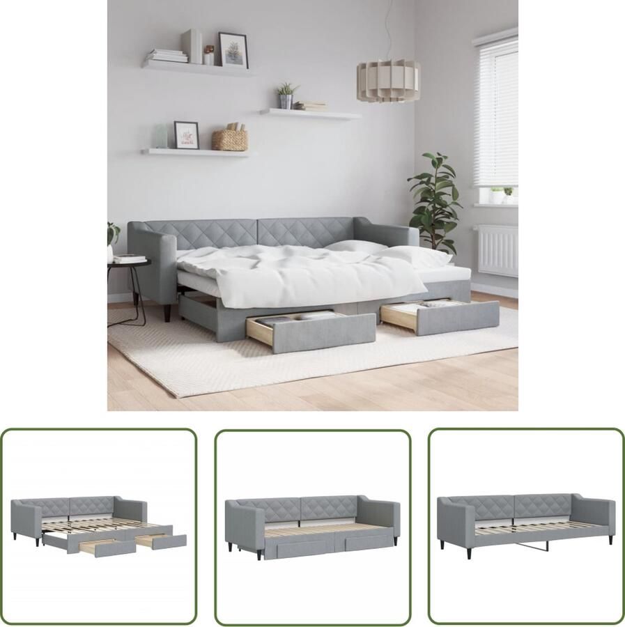The Living Store Slaapbank Onderschuifbed Lichtgrijs 223x90x67 cm Veelzijdig en ruimtebesparend Slaapbank Sofa Bed Tweepersoonsbed Onder Schuifbed Multifunctioneel Meubilair