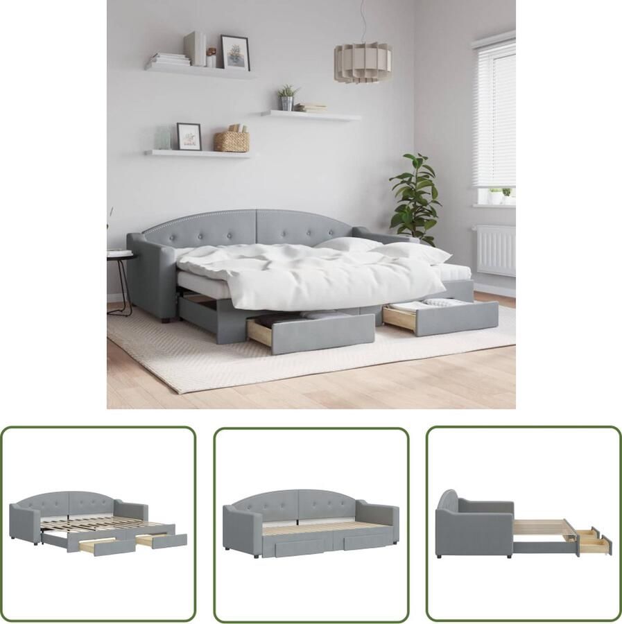 The Living Store Slaapbank met onderschuifbed Lichtgrijs 223 x 172.5 x 75 cm Veelzijdige en praktische slaapbank Sofa Bed Zweefbed Boxspring Multifunctionele Meubels