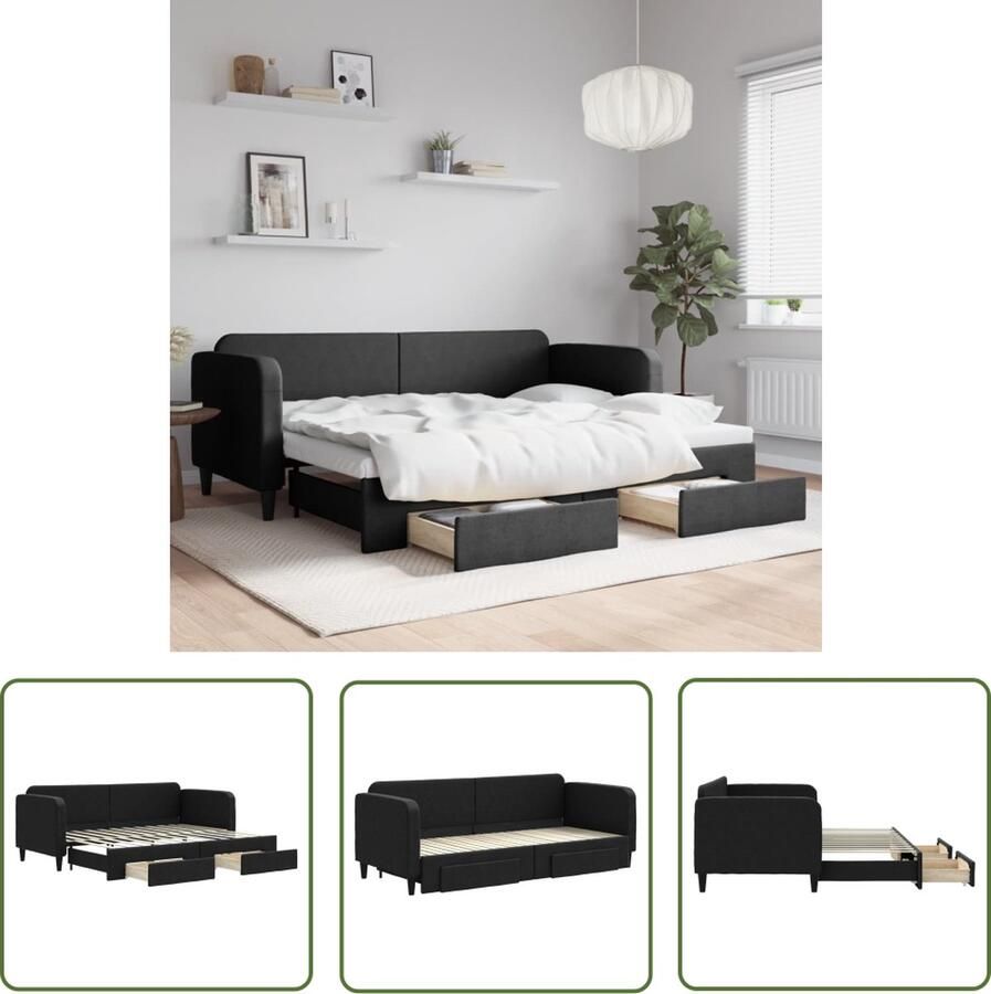 The Living Store Slaapbank met onderschuifbed 223 x 90 x 75 cm veelzijdig en praktisch Slaapbank Sofa Bed Tweepersoons Bed Onderschuifbed Boxspring