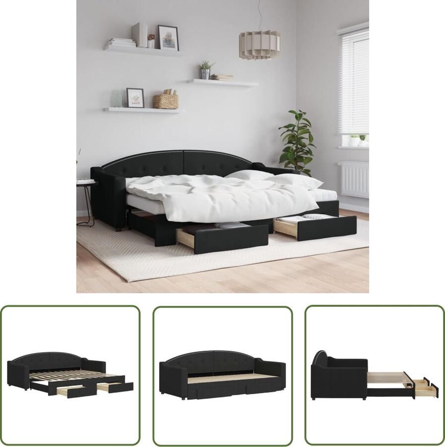 The Living Store Slaapbank met onderschuifbed 223 x 90 x 75 cm veelzijdig en met opbergruimte Slaapbank Sofa Bed Tweepersoonsbed Opbergruimte Boxspring