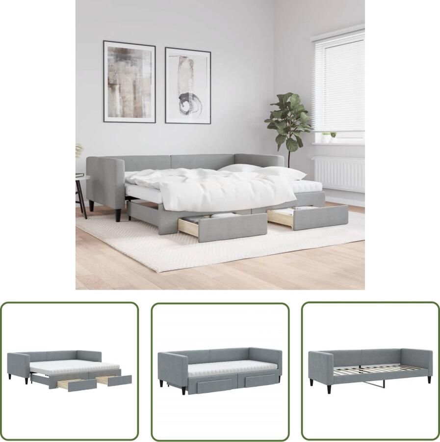 The Living Store Slaapbank onderschuifbed Lichtgrijs 223x100x68 cm Veelzijdig en comfortabel Slaapbank Sofa Bed Boxspring Bed Onderschuifbed Meubels