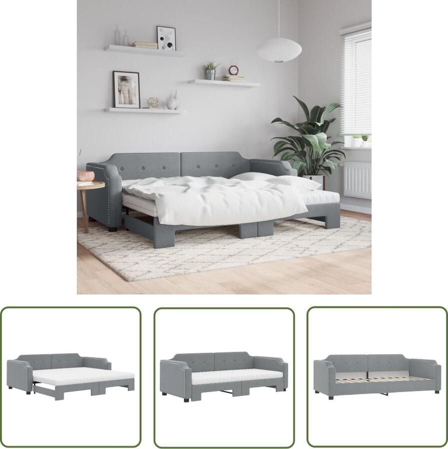 The Living Store Slaapbank 2-in-1 Lichtgrijs 223x90x66.5cm Schuimmatras Duurzame stof Slaapbank Sofa Bed Tweepersoons Bed Kanapé Bed Boxspring