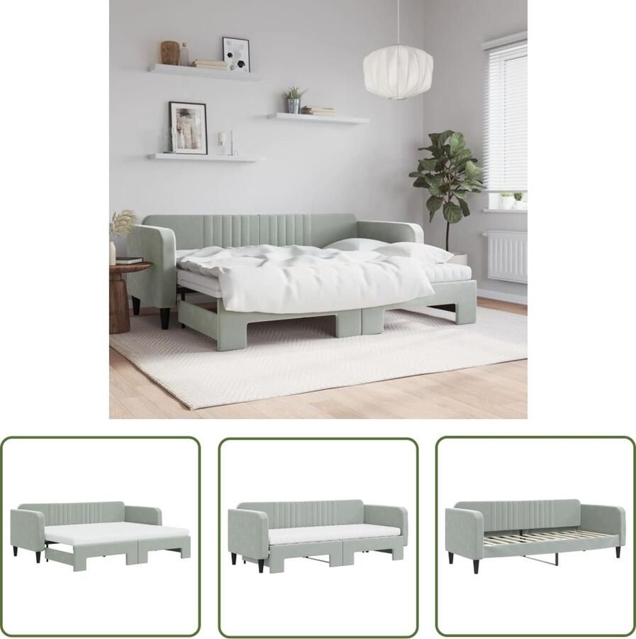 The Living Store Slaapbank Onderschuifbed Lichtgrijs 223x90x75cm Veelzijdig en Comfortabel Slaapbank Sofa Bed Tweepersoonsbed Onderdeksbed Lounge Meubilair