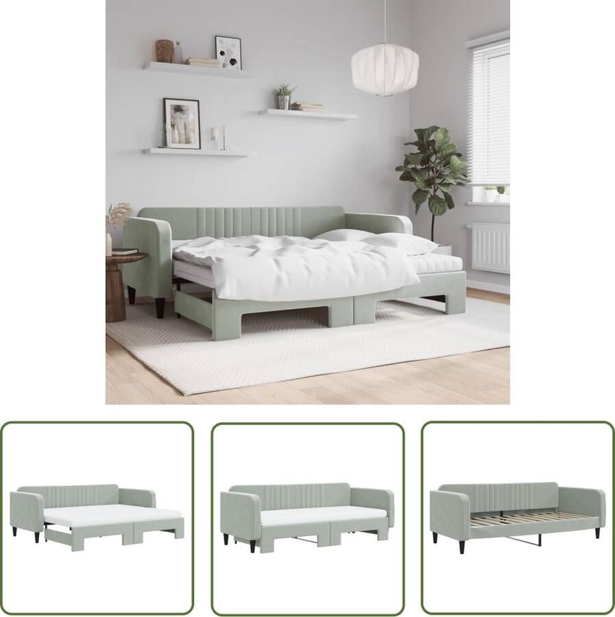 The Living Store Slaapbank met Onderschuifbed Lichtgrijs 223 x 192.5 x 75 cm Comfortabel schuimmatras Modern Ontwerp Slaapbank Sofa Bed Zweefdeur Boxspring Lounge Meubels
