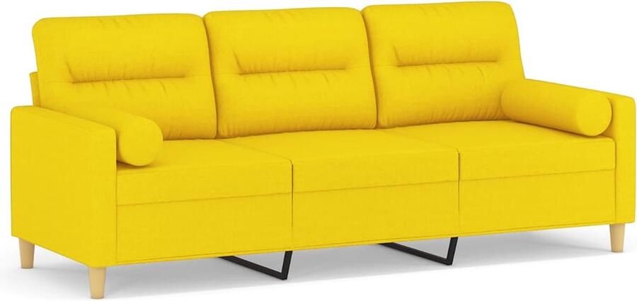 The Living Store 3-zitsbank lichtgeel 198 x 77 x 80 cm duurzame stof Drie Persoonsbank Sofa Geel Bankstellen Lounge Meubilair Stoffen Sofa