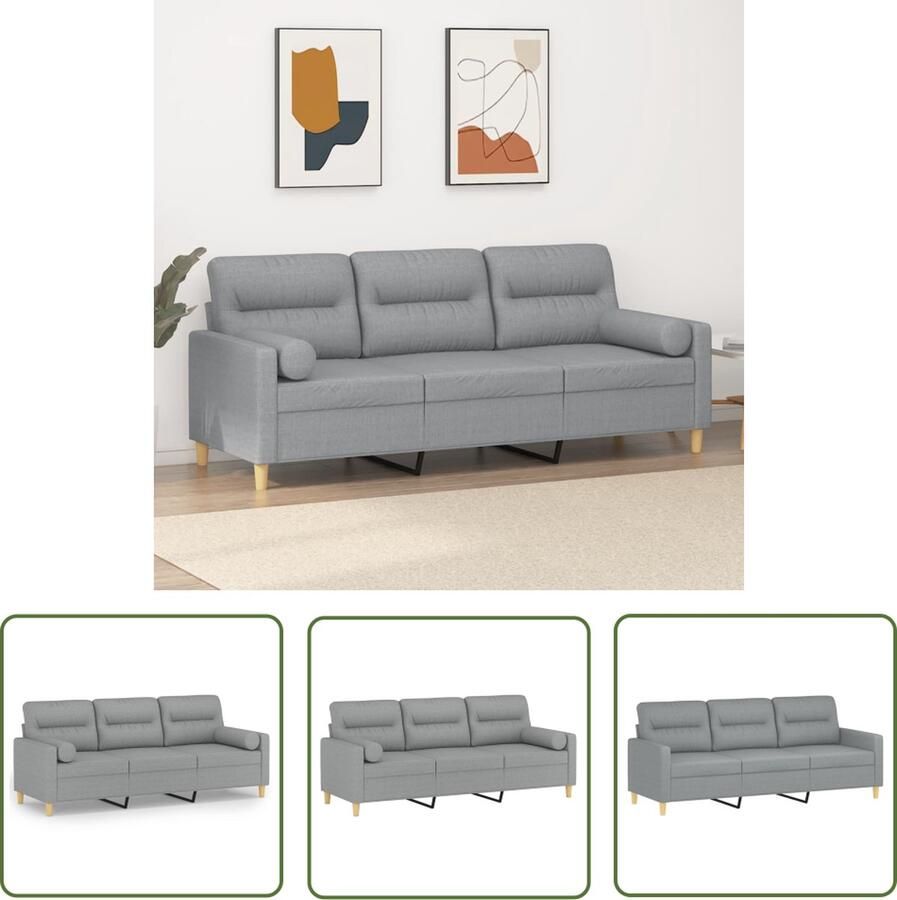 The Living Store 3-zitsbank lichtgrijs 198 x 77 x 80 cm duurzame stof Drie Zits Bank Sofa Grijs Lounge Meubels Banks Kopen Living Room Decoratie