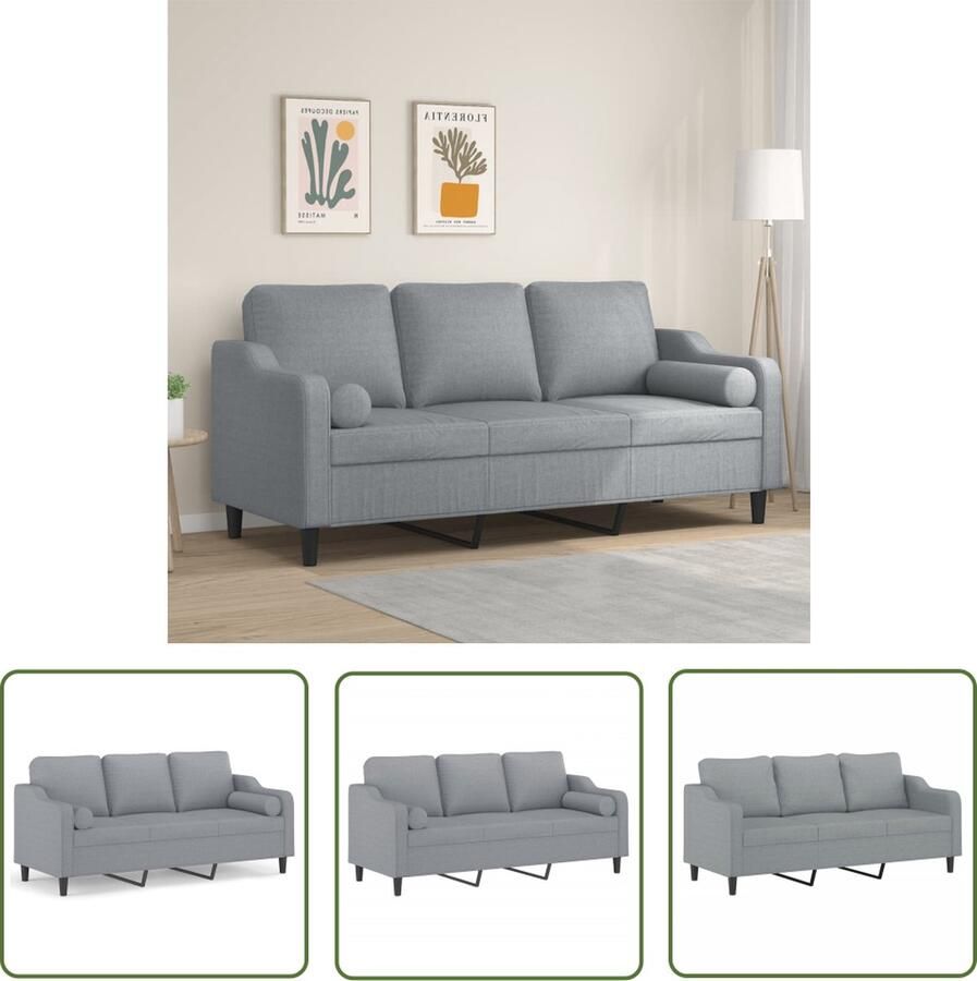 The Living Store 3-zitsbank Lichtgrijs Stof 198 x 77 x 80 cm Comfortabele en duurzame kwaliteit Drie Zitsbank Sofa Grijs Banks Kopen Lounge Meubels Woonkamer Meubilair
