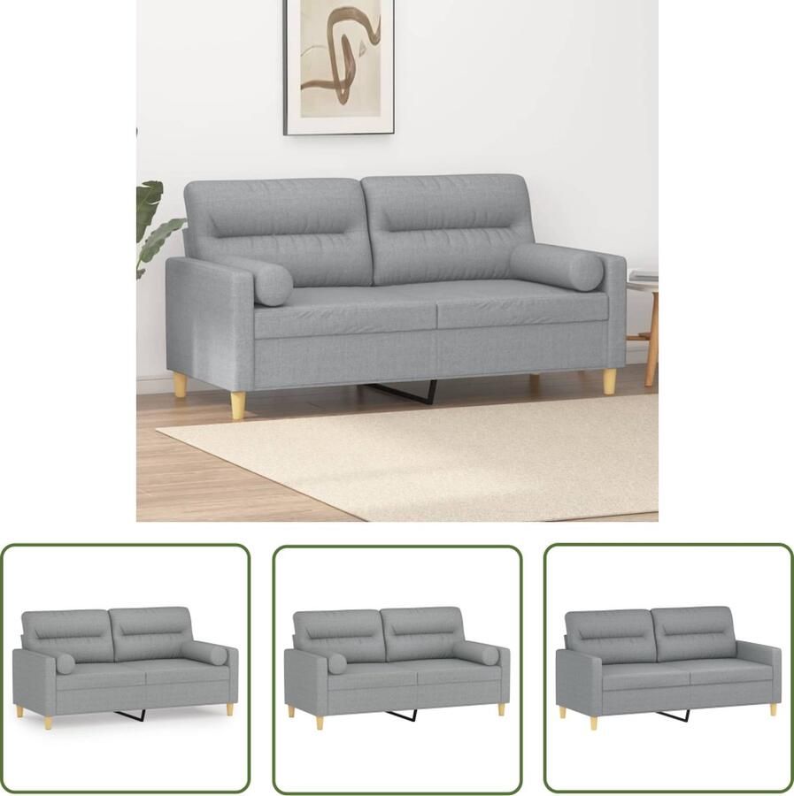 The Living Store 2-zitsbank lichtgrijs 158 x 77 x 80 cm duurzame stof stevig frame verwijderbare kussenhoezen Tweezitsbank Sofa Grijs Lounge Meubels Living Room Decoratie Stoffen Sofa - Foto 2
