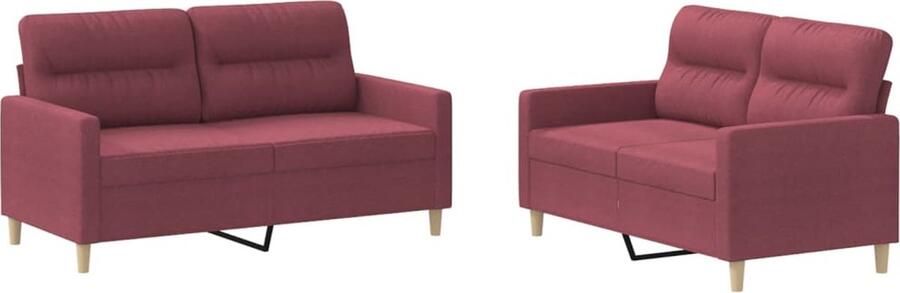 The Living Store Loungeset Napoli 2-zitsbank Wijnrood 138x77x80cm Duurzame stof Loungeset Sofa Bankstel Tuinmeubel Buitenleven