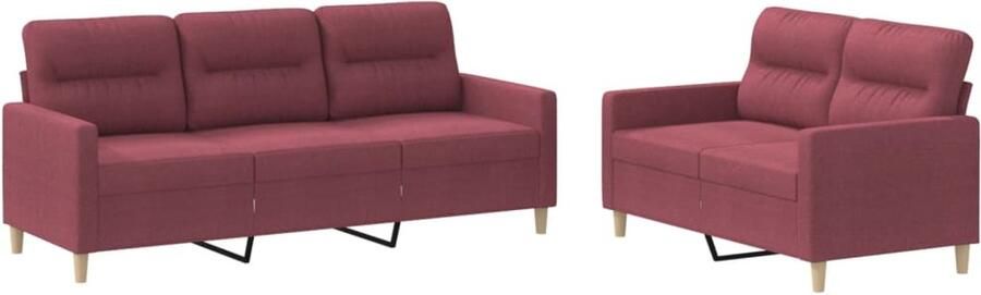 The Living Store Loungeset Wijnrood Stof 138 x 77 x 80 cm Metalen frame Comfortabele zitting Loungeset Sofa Bankstel Tuinmeubel Lounge