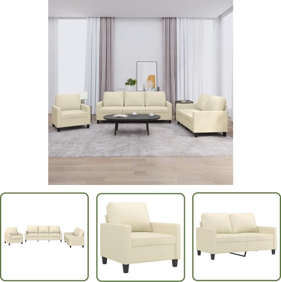 The Living Store Loungebank Kunstleer 2-zits crème Comfortabel en duurzaam met opvallend ontwerp 138 x 77 x 80 cm (B x D x H) Loungeset Sofa Bankstel Loungehoek Creme Kleuren Sofa