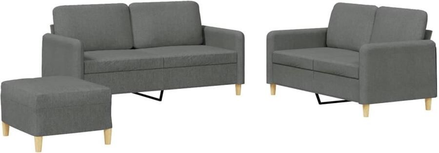 The Living Store 3-delige Loungeset met kussens stof donkergrijs Loungeset Sofa Tuinmeubilair Lounge Relaxen