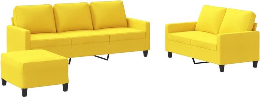 The Living Store Loungeset Stof Lichtgeel 138x77x80 cm Duurzaam Stevig frame Comfortabele zitting Veelzijdige voetenbank