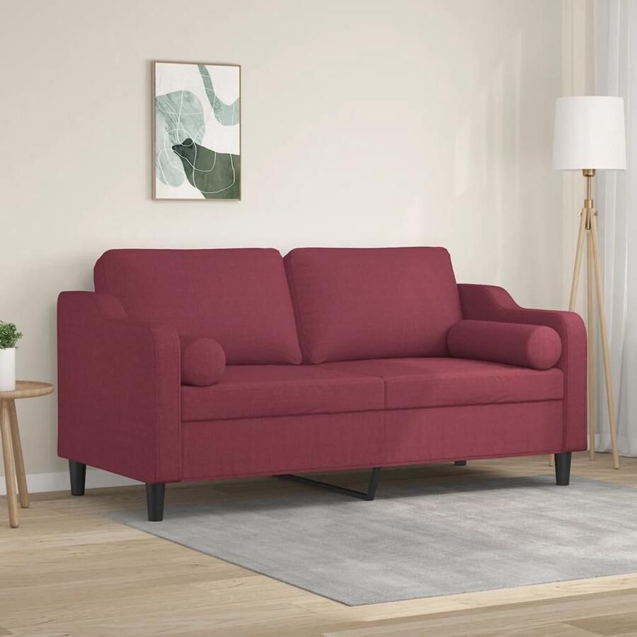The Living Store 2-zitsbank Wijnrood 158 x 77 x 80 cm Duurzame stof Tweezitsbank Sofa Rood Bankstellen Lounge Meubels Woonkamer Meubilair