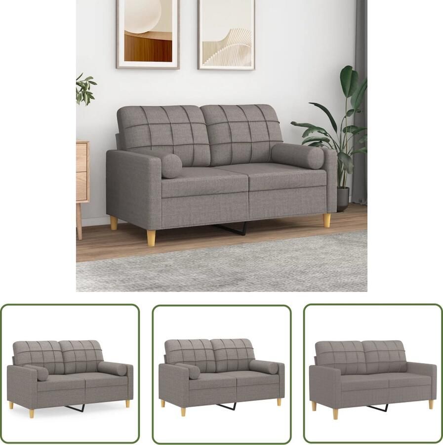 The Living Store 2-zitsbank Taupe Stof 138x77x80 cm Duurzame stof Stevig frame Verwijderbare kussenhoezen Comfortabele zitervaring Inclusief 2 sierkussens Tweezitsbank Sofa Banks Kopen Lounge Meubilair Stoffen Sofa