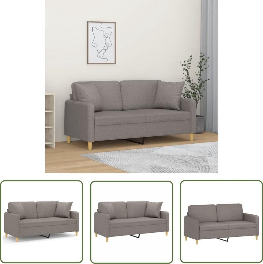 The Living Store Taupe 2-zitsbank 158 x 77 x 80 cm Duurzame stof Tweezitsbank Sofa Banksoort Lounge Meubels Woonkamer Meubilair - Foto 2