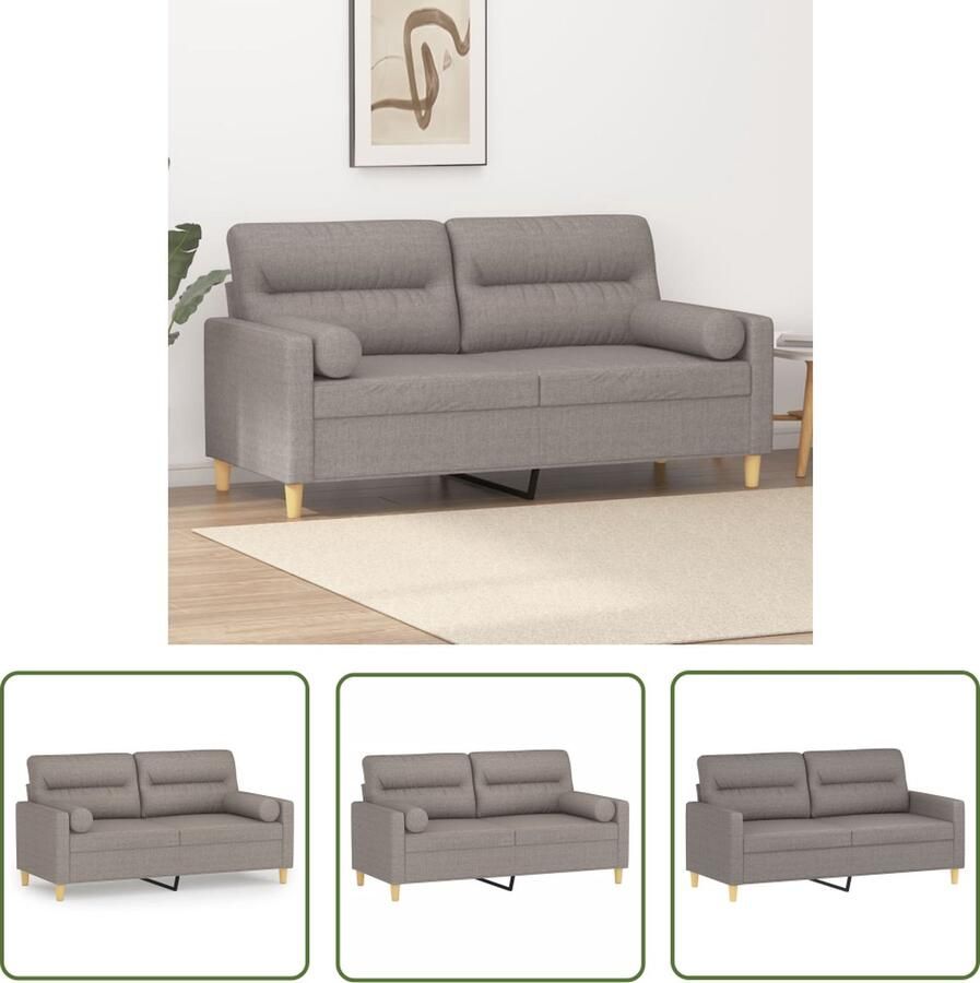 The Living Store Tweezitsbank Modern Taupe 158x77x80 cm Duurzame stof Stevig frame Verwijderbare kussenhoezen Comfortabele zitervaring Draagvermogen 110 kg Inclusief 2 sierkussens