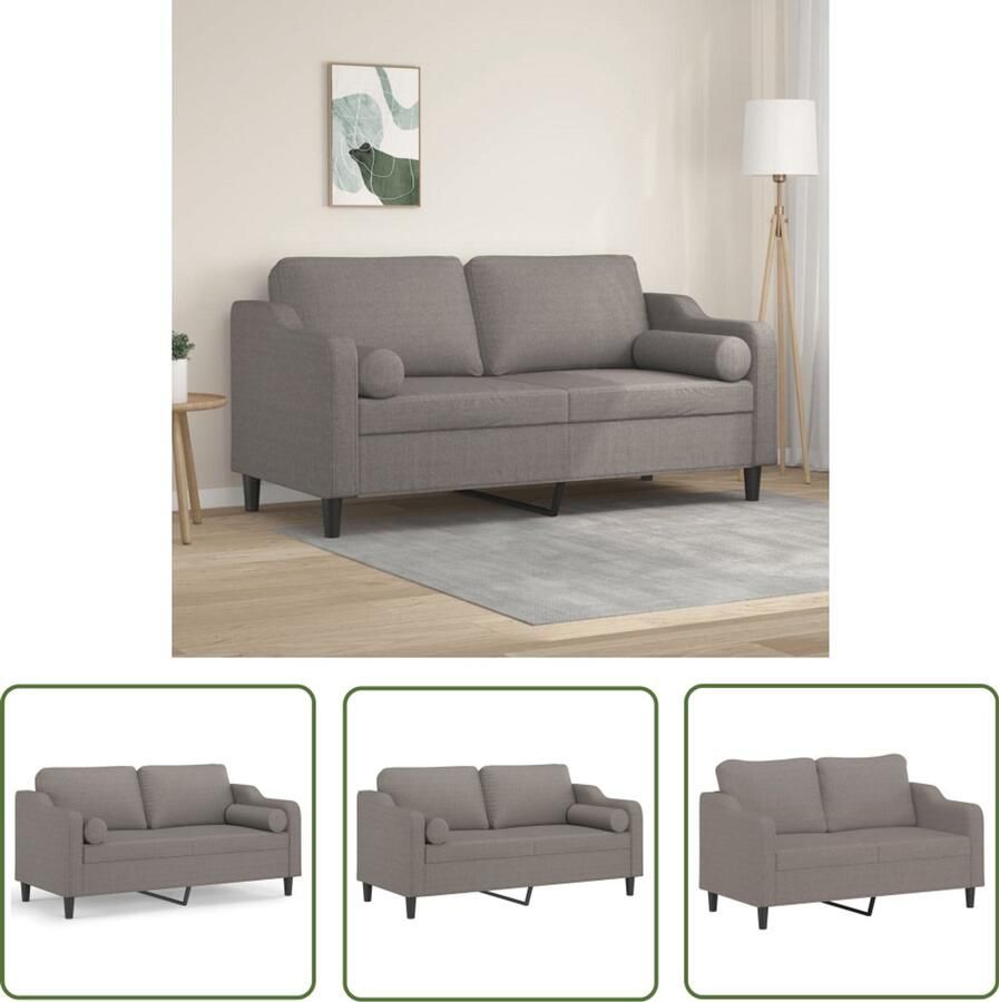 The Living Store 2-zitsbank Taupe Comfortabele zitervaring met duurzame stof Tweezitsbank Sofa Lounge Meubilair Stoffen Sofa Taupe Sofa