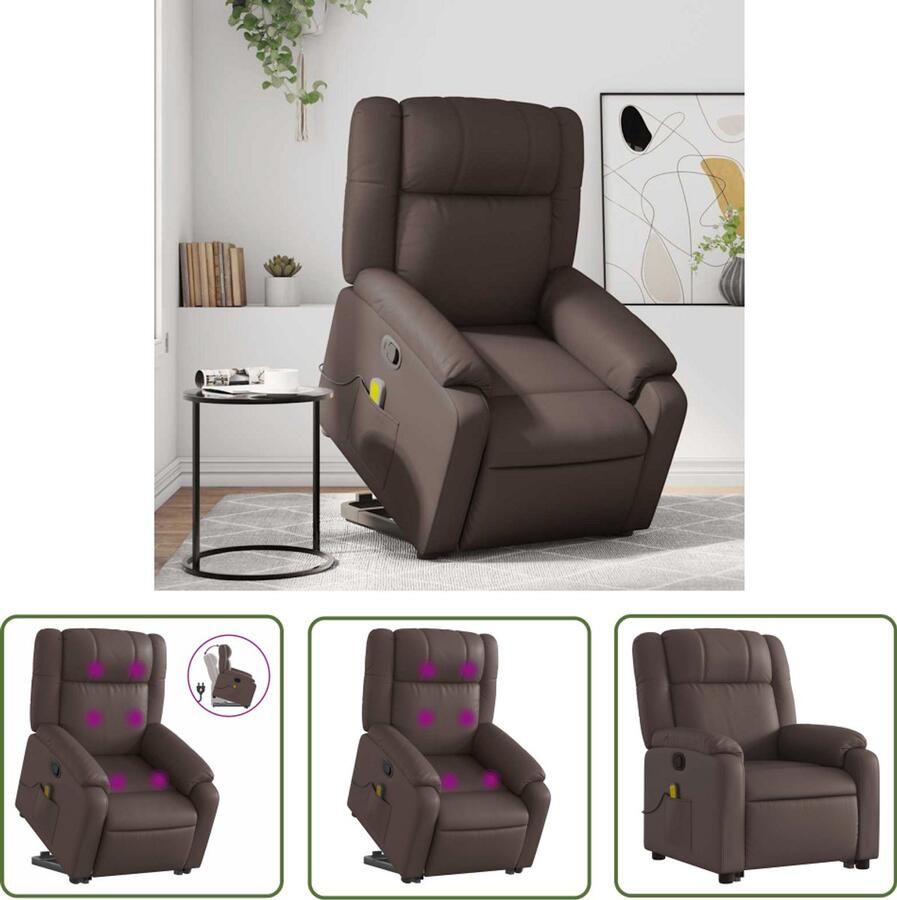 VidaXL Sta Op Stoel Bruine Massagestoel Sta-op-massagestoel verstelbaar kunstleer bruin Massagerstoel Elektrisch Bedienbare Stoel Ergonomische Stoel