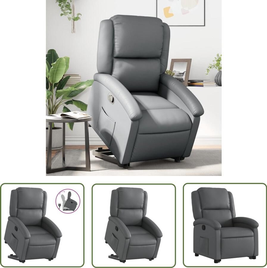 VidaXL Sta-op-stoel Comfortstoelen Sta-op-stoel kunstleer grijs Elektrisch Bedienbare Stoel Kunstleder Bank Ergonomische Stoel
