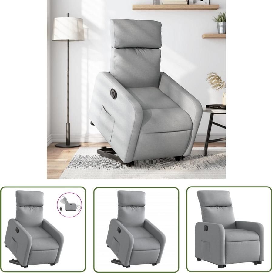 The Living Store Sta-op-stoel elektrisch verstelbaar stof lichtgrijs Elektrische Sta-op-stoel Sta-opstoel Comfortstoelen Ergonomische Stoel Rolstoel Alternatief