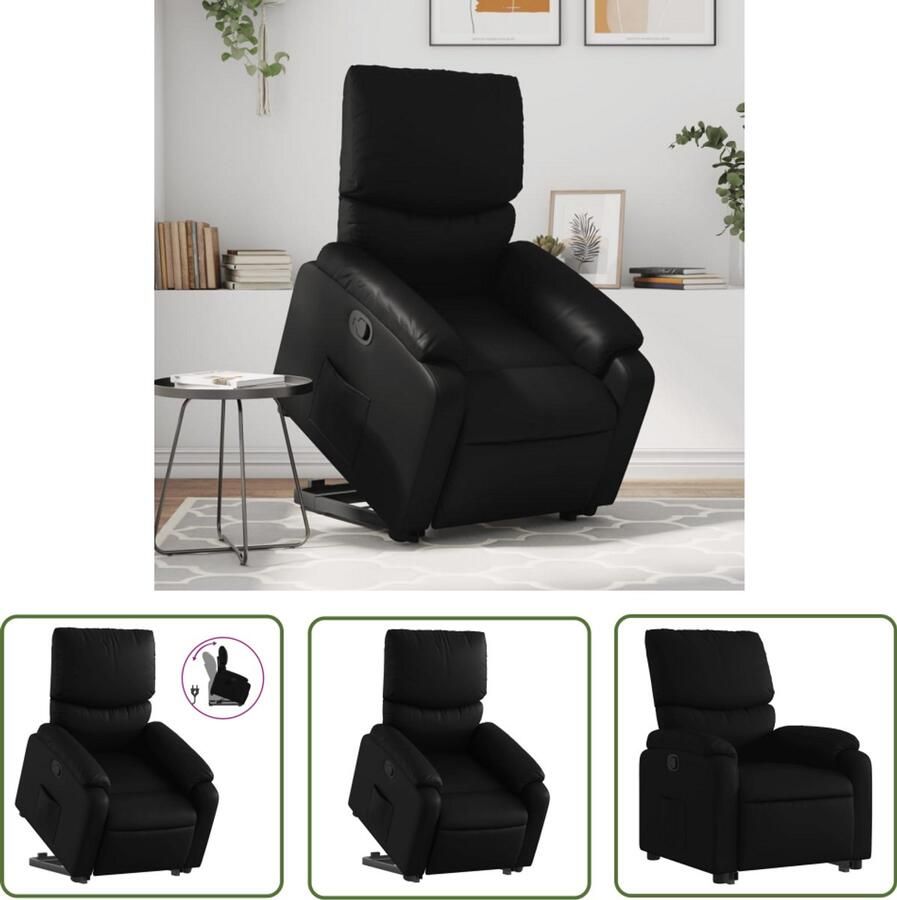 The Living Store Sta-op-stoel kunstleer zwart Verstelbare Stoel Elektrisch Opstarten Zitfauteuil Lounge Stoel Kantoorstoelen