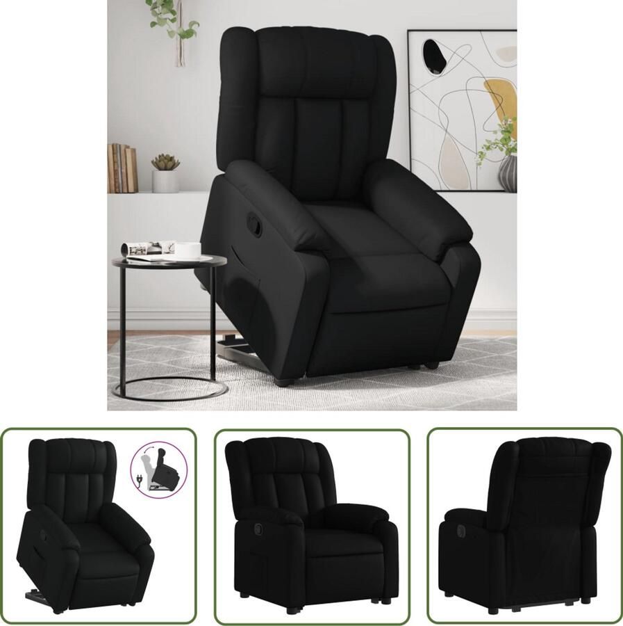 The Living Store Sta-op-stoel kunstleer zwart Verstelbare Fauteuil Elektrisch Bedienbaar Zitcomfort Ergonomische Stoel Kunstleder