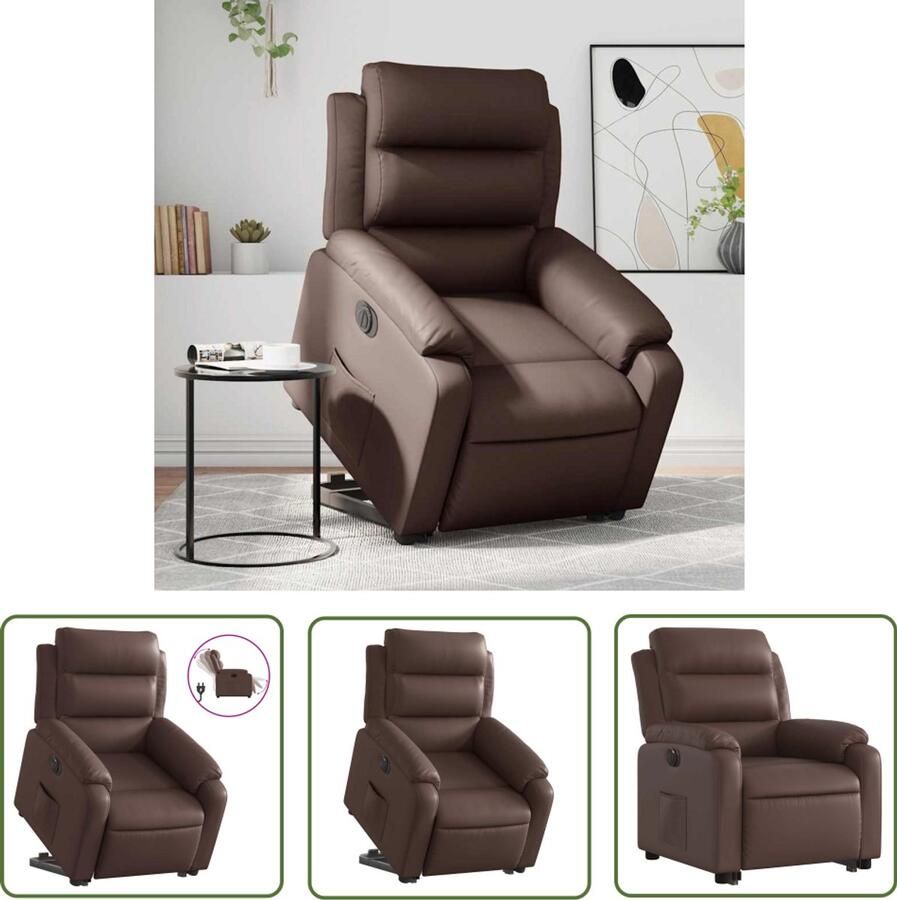 VidaXL Sta-op-stoel elektrisch kunstleer bruin Elektrische Sta-op-stoel Sta-opstoel Fauteuil Zitzak Ergonomische Stoel